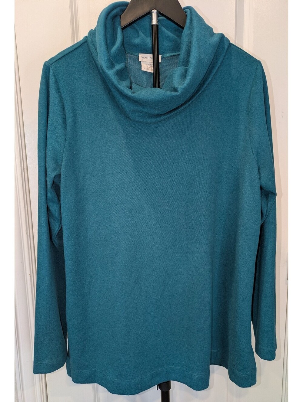Van Heusen Teal Cowl Neck Stretch Tunic Top L